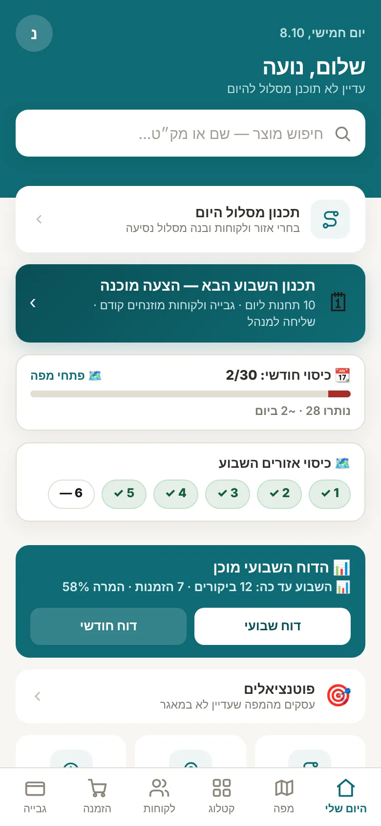 מסך הבית של JaSale — היום של הסוכן